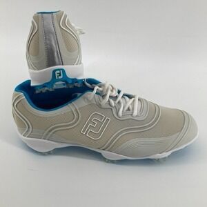 FootJoy Women Walking Golf Shoes Aspire FlexZone Soft Cleats Almond Blue Size 9M
